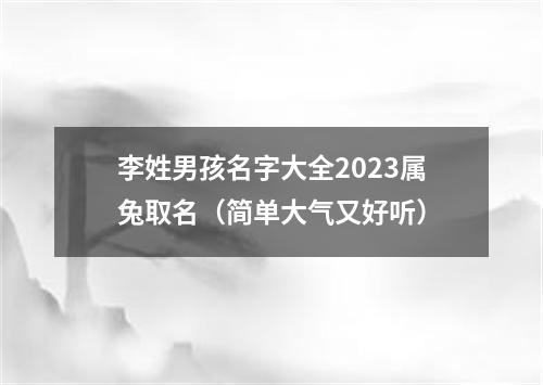 李姓男孩名字大全2023属兔取名(简单大气又好听)