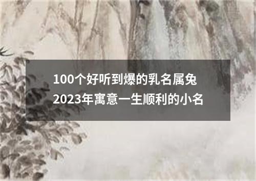 100个好听到爆的乳名属兔 2023年寓意一生顺利的小名
