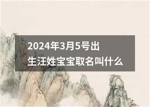 2024年3月5号出生汪姓宝宝取名叫什么