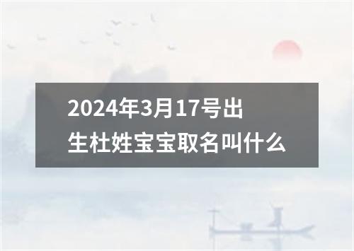 2024年3月17号出生杜姓宝宝取名叫什么