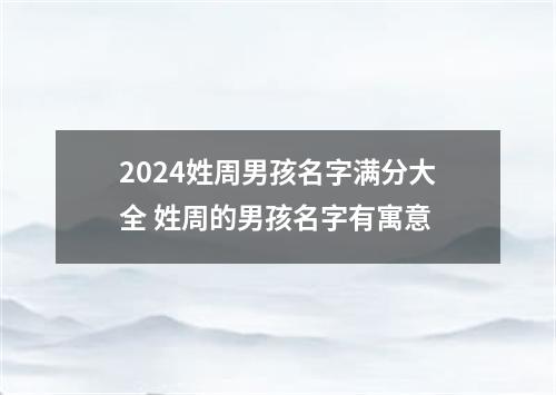 2024姓周男孩名字满分大全 姓周的男孩名字有寓意