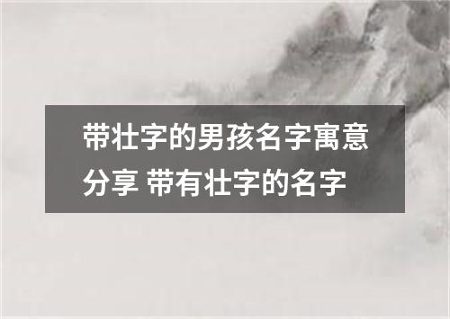 带壮字的男孩名字寓意分享 带有壮字的名字