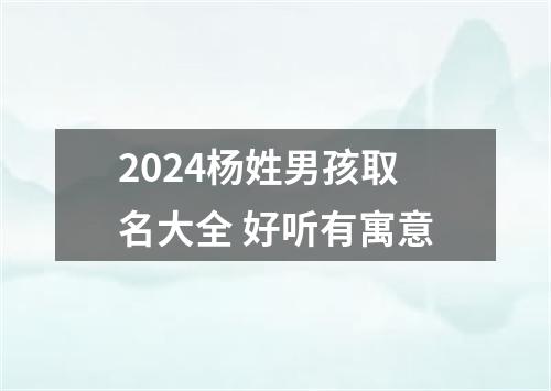 2024杨姓男孩取名大全 好听有寓意