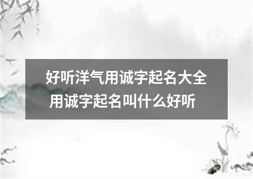 好听洋气用诚字起名大全 用诚字起名叫什么好听