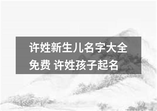 许姓新生儿名字大全免费 许姓孩子起名