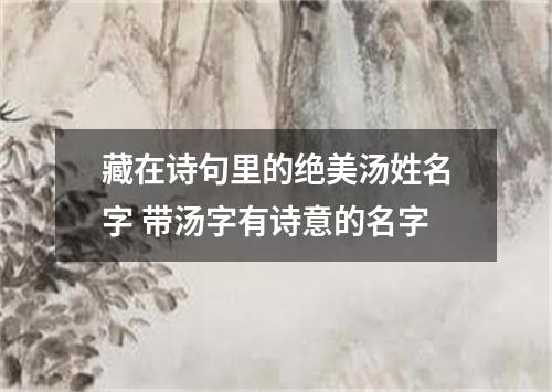 藏在诗句里的绝美汤姓名字 带汤字有诗意的名字
