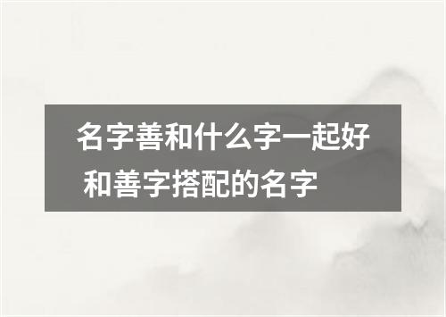 名字善和什么字一起好 和善字搭配的名字