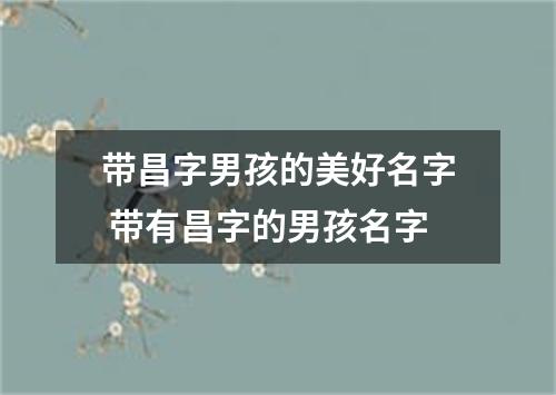 带昌字男孩的美好名字 带有昌字的男孩名字
