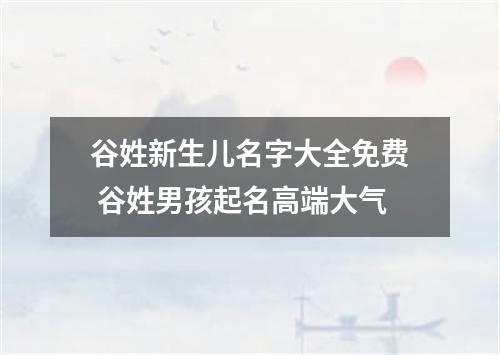 谷姓新生儿名字大全免费 谷姓男孩起名高端大气