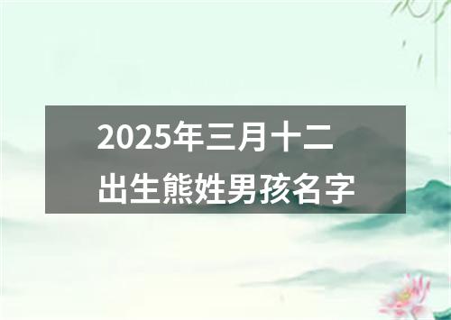 2025年三月十二出生熊姓男孩名字