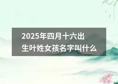 2025年四月十六出生叶姓女孩名字叫什么