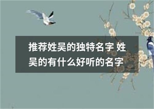 推荐姓吴的独特名字 姓吴的有什么好听的名字