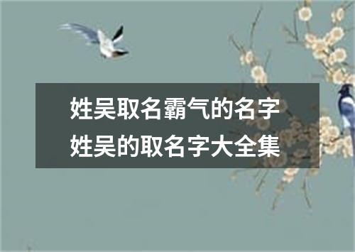 姓吴取名霸气的名字 姓吴的取名字大全集