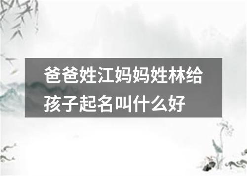 爸爸姓江妈妈姓林给孩子起名叫什么好