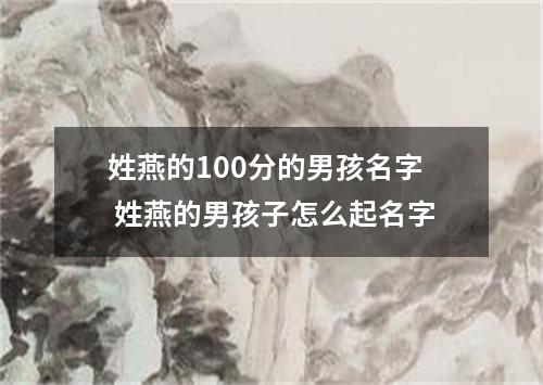 姓燕的100分的男孩名字 姓燕的男孩子怎么起名字