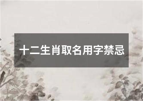 十二生肖取名用字禁忌