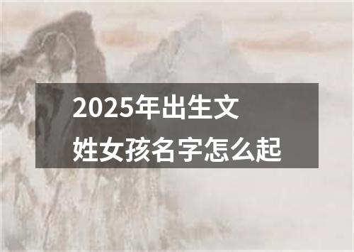 2025年出生文姓女孩名字怎么起