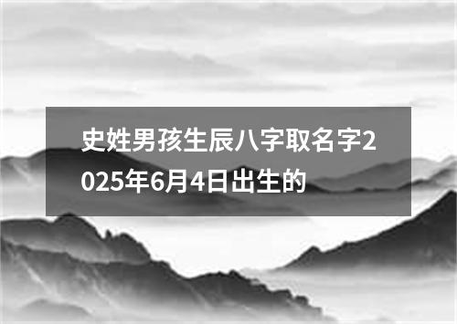 史姓男孩生辰八字取名字2025年6月4日出生的