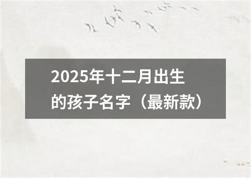 2025年十二月出生的孩子名字（最新款）