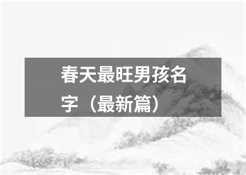 春天最旺男孩名字（最新篇）