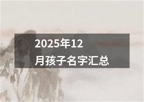 2025年12月孩子名字汇总