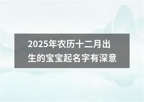 2025年农历十二月出生的宝宝起名字有深意