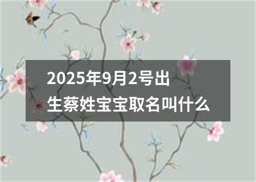 2025年9月2号出生蔡姓宝宝取名叫什么
