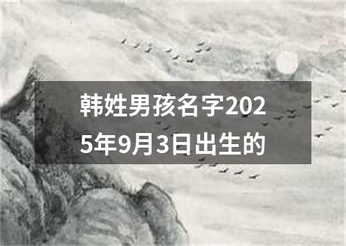韩姓男孩名字2025年9月3日出生的