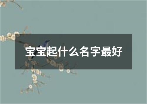 宝宝起什么名字最好