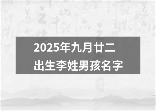 2025年九月廿二出生李姓男孩名字