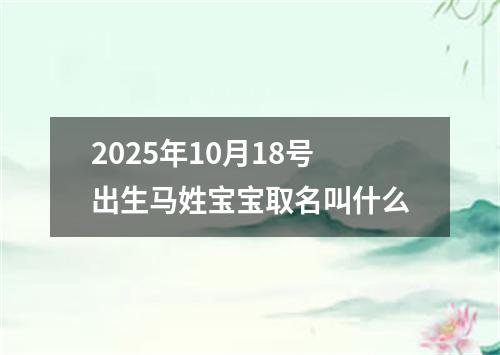 2025年10月18号出生马姓宝宝取名叫什么