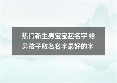 热门新生男宝宝起名字 给男孩子取名名字最好的字
