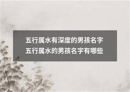 五行属水有深度的男孩名字 五行属水的男孩名字有哪些