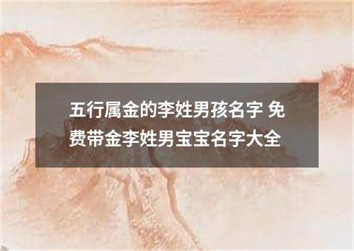 五行属金的李姓男孩名字 免费带金李姓男宝宝名字大全