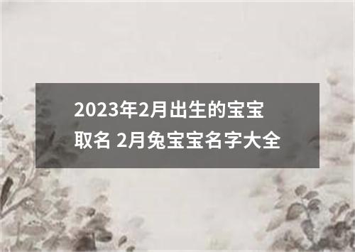 2023年2月出生的宝宝取名 2月兔宝宝名字大全