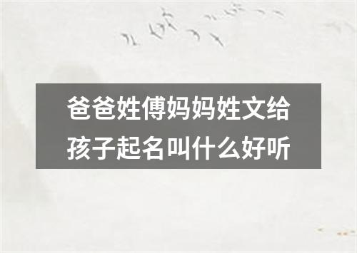 爸爸姓傅妈妈姓文给孩子起名叫什么好听