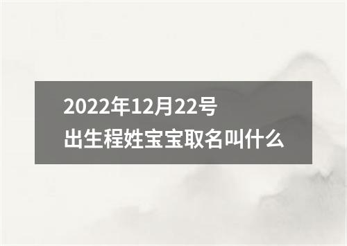 2022年12月22号出生程姓宝宝取名叫什么
