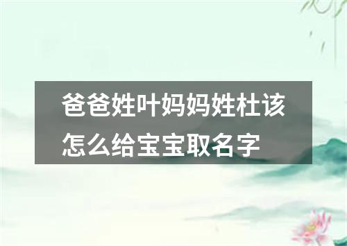爸爸姓叶妈妈姓杜该怎么给宝宝取名字