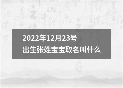 2022年12月23号出生张姓宝宝取名叫什么