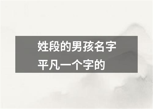 姓段的男孩名字平凡一个字的