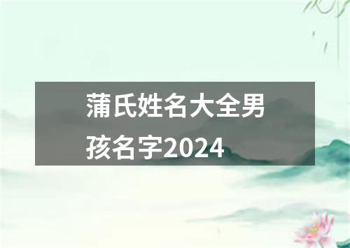 蒲氏姓名大全男孩名字2024