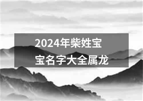 2024年柴姓宝宝名字大全属龙