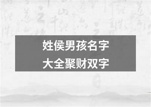 姓侯男孩名字大全聚财双字