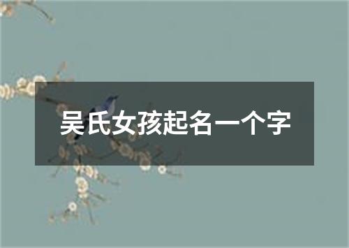 吴氏女孩起名一个字