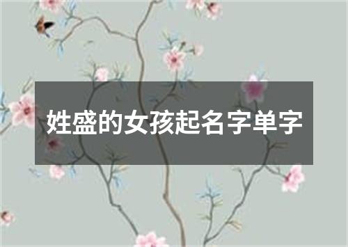 姓盛的女孩起名字单字