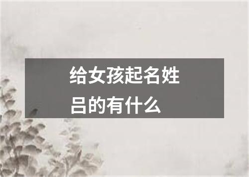 给女孩起名姓吕的有什么