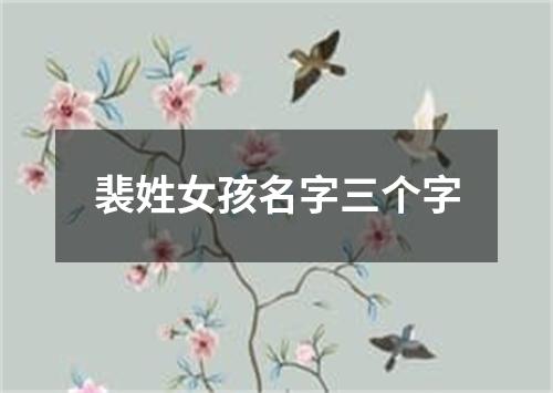 裴姓女孩名字三个字