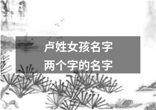 卢姓女孩名字两个字的名字