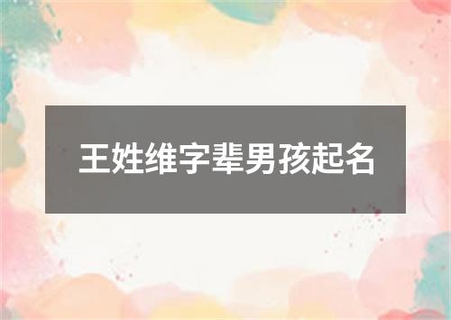 王姓维字辈男孩起名