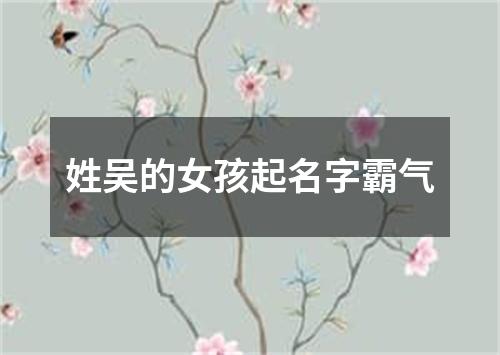 姓吴的女孩起名字霸气